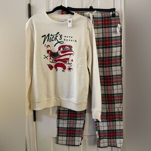 NWT Mens OLD NAVY & GAP Pajama Set Sweatshirt Tartan Plaid Christmas Sz MEDIUM